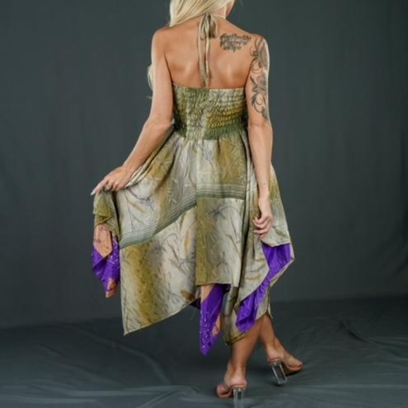 Brand New Sustainably Designed Merlot Print Boho Silk Convertible Dress/S… - Picture 5 of 6